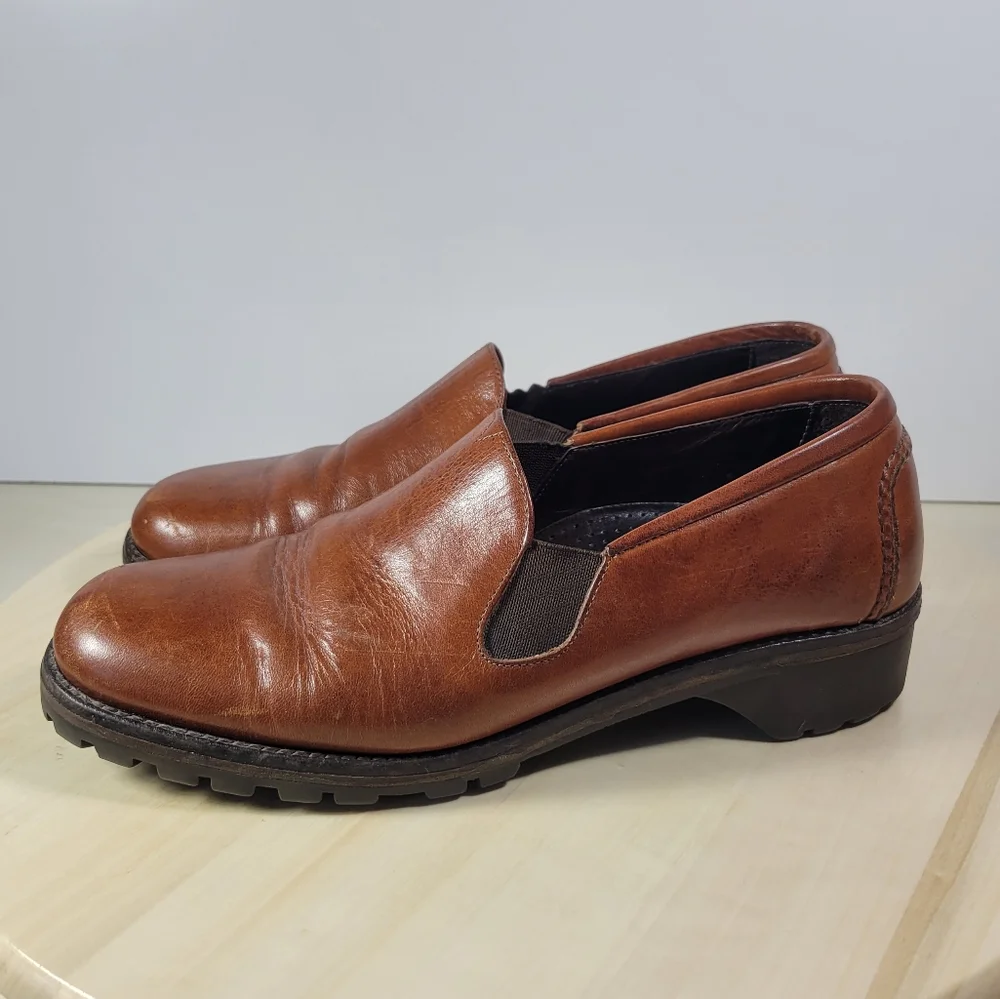 Vintage Cole Haan Country Brown Leather Lug Heel Slip-on Loafer Shoe Size 8 B - Picture 4 of 14